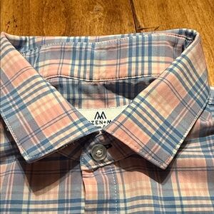Mizzen+Main Casual Pink and Blue Plaid Shirt